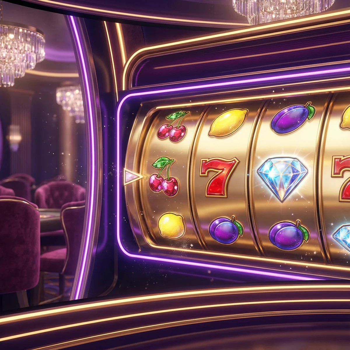 Caça-níqueis luxuoso com símbolos coloridos